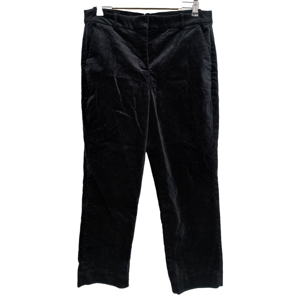 J.Crew Kallie Dress Pants Womens Size 12 Black Velvet Holiday Preppy Straight